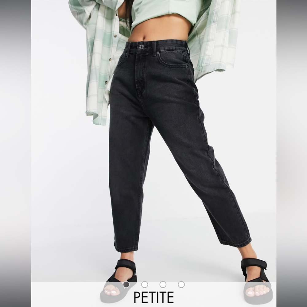 ASOS DTT Petite Emma super high rise mom jeans in washed black